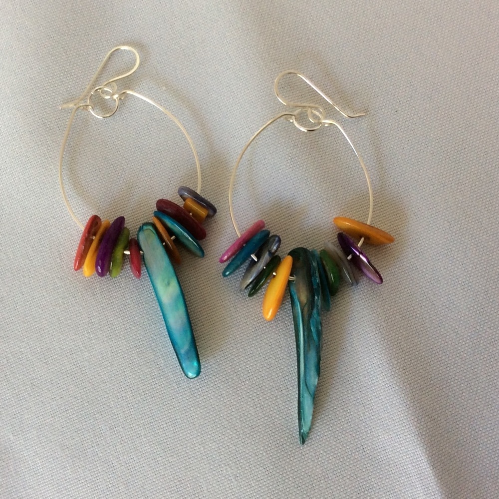 Moved to boutique 💕Handmade Colorful Shell Hoops